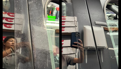 Door pillar restoration with black ppf by Tint Magic Coral Springs