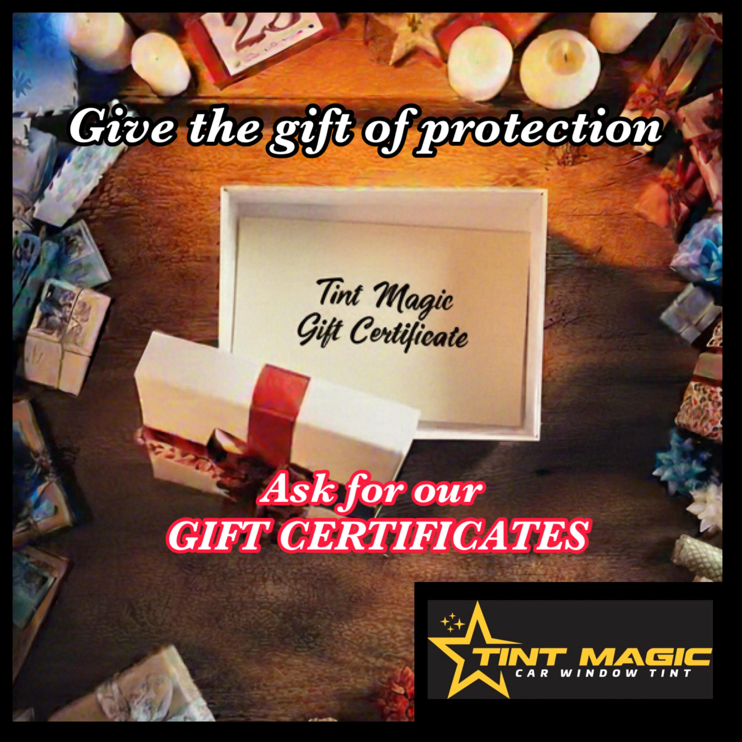 Tint Magic offer GIFT CERTIFICATES for the gift this holidays